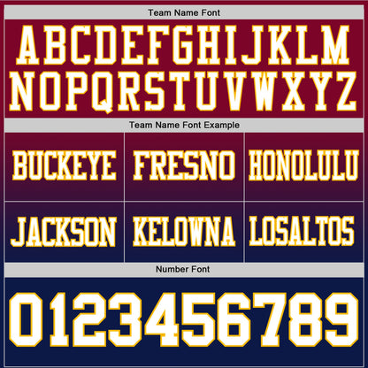 Custom Maroon White Navy-Gold Mesh Authentic Fade Fashion Football Jersey