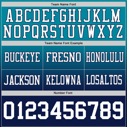 Custom Teal White-Navy Mesh Authentic Fade Fashion Football Jersey