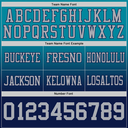 Custom Teal Gray-Navy Mesh Authentic Fade Fashion Football Jersey