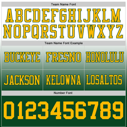 Custom White Gold-Green Mesh Authentic Fade Fashion Football Jersey