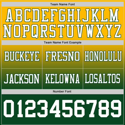 Custom Gold White-Green Mesh Authentic Fade Fashion Football Jersey