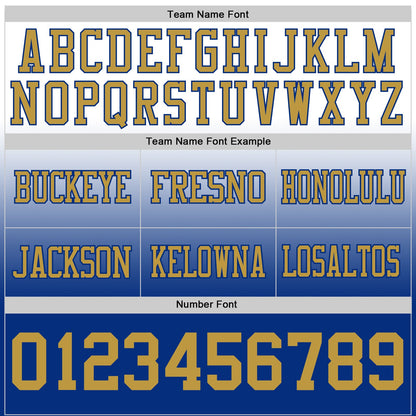 Custom White Old Gold-Royal Mesh Authentic Fade Fashion Football Jersey