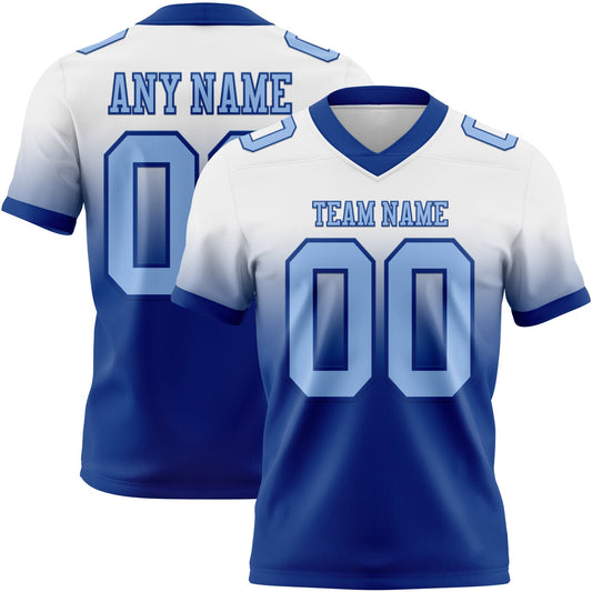 Custom White Light Blue-Royal Mesh Authentic Fade Fashion Football Jersey