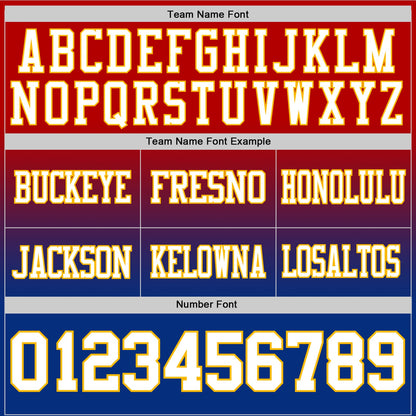 Custom Red White Royal-Gold Mesh Authentic Fade Fashion Football Jersey