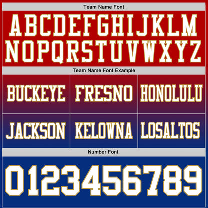 Custom Red White Royal-Old Gold Mesh Authentic Fade Fashion Football Jersey