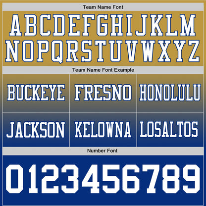 Custom Old Gold White-Royal Mesh Authentic Fade Fashion Football Jersey
