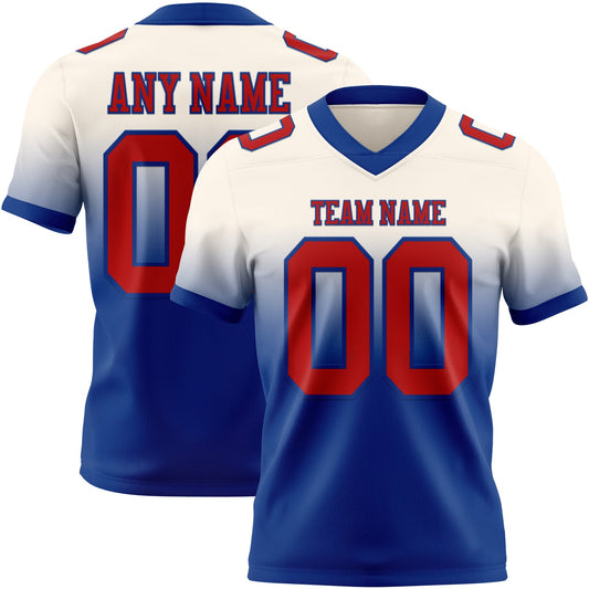 Custom Cream Red-Royal Mesh Authentic Fade Fashion Football Jersey
