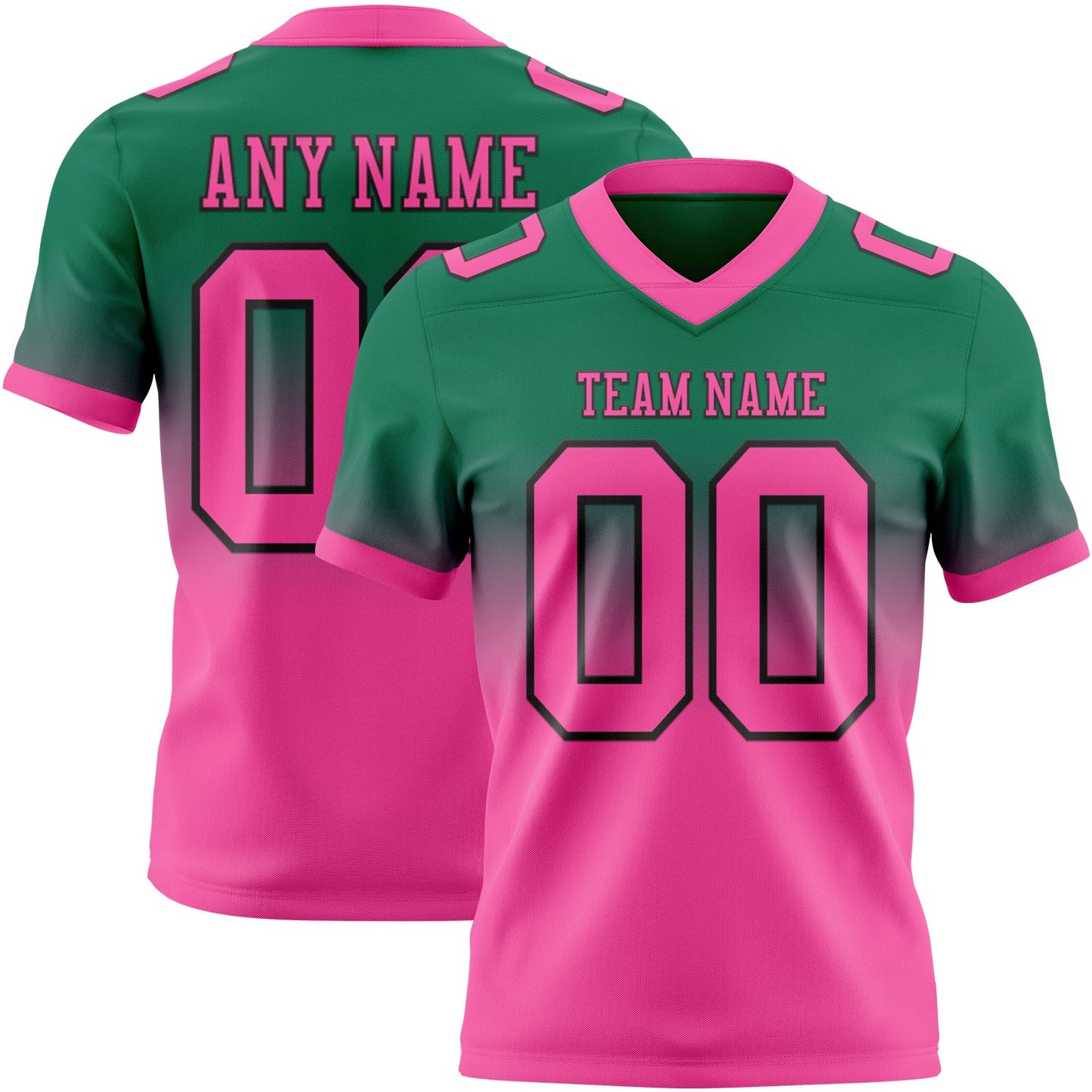 Custom Kelly Green Pink-Black Mesh Authentic Fade Fashion Football Jersey