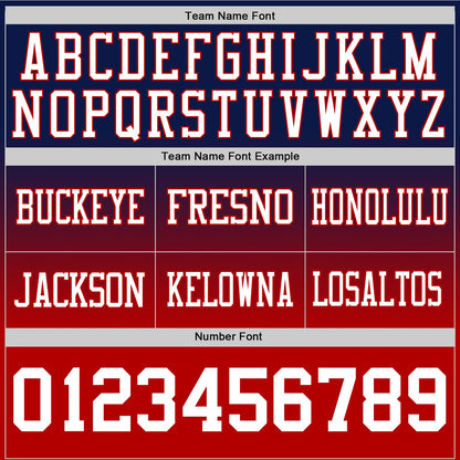 Custom Navy White-Red Mesh Authentic Fade Fashion Football Jersey