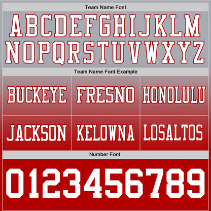 Custom Gray White-Red Mesh Authentic Fade Fashion Football Jersey