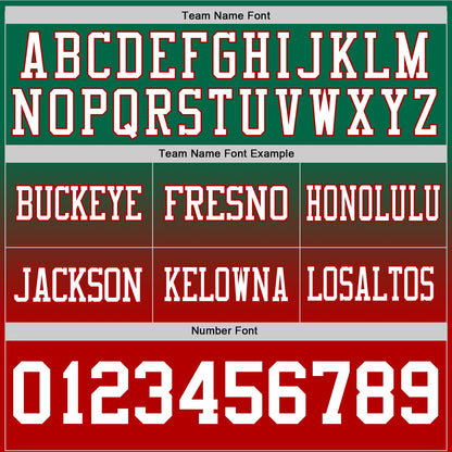 Custom Kelly Green White-Red Mesh Authentic Fade Fashion Football Jersey