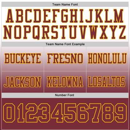Custom White Burgundy-Gold Mesh Authentic Fade Fashion Football Jersey