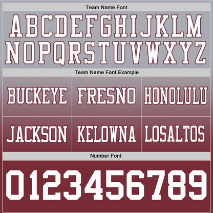 Custom Gray White-Burgundy Mesh Authentic Fade Fashion Football Jersey