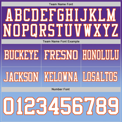 Custom Purple White Light Blue-Orange Mesh Authentic Fade Fashion Football Jersey