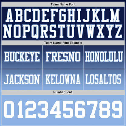 Custom Navy White-Light Blue Mesh Authentic Fade Fashion Football Jersey