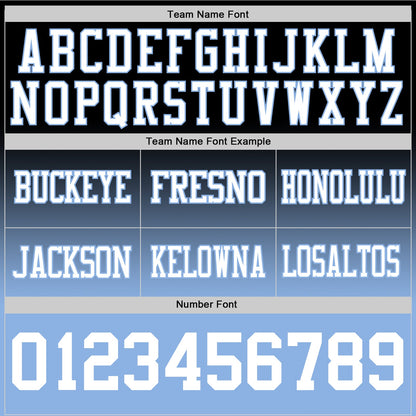 Custom Black White-Light Blue Mesh Authentic Fade Fashion Football Jersey