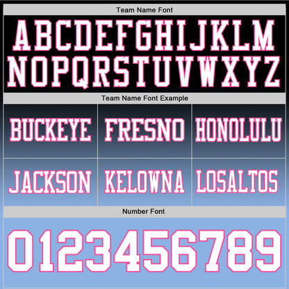 Custom Black White Light Blue-Pink Mesh Authentic Fade Fashion Football Jersey