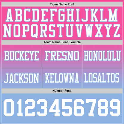 Custom Pink White-Light Blue Mesh Authentic Fade Fashion Football Jersey