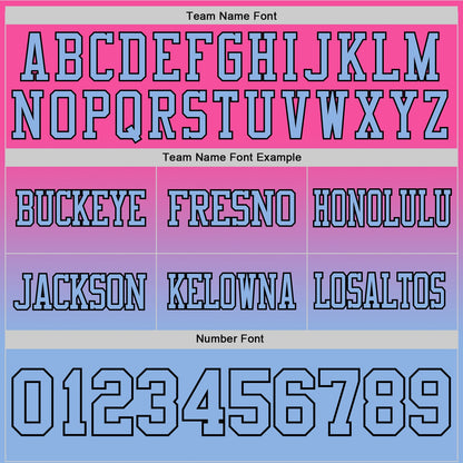 Custom Pink Light Blue-Black Mesh Authentic Fade Fashion Football Jersey
