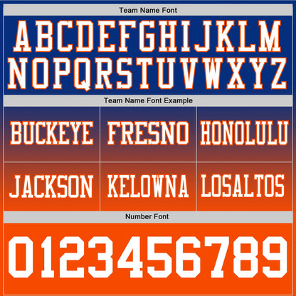 Custom Royal White-Orange Mesh Authentic Fade Fashion Football Jersey
