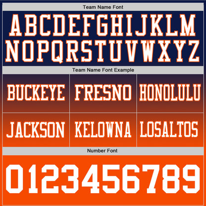 Custom Navy White-Orange Mesh Authentic Fade Fashion Football Jersey