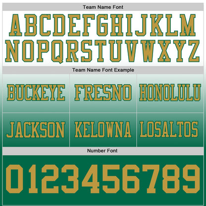Custom White Old Gold-Kelly Green Mesh Authentic Fade Fashion Football Jersey