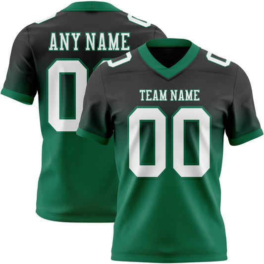 Custom Black White-Kelly Green Mesh Authentic Fade Fashion Football Jersey