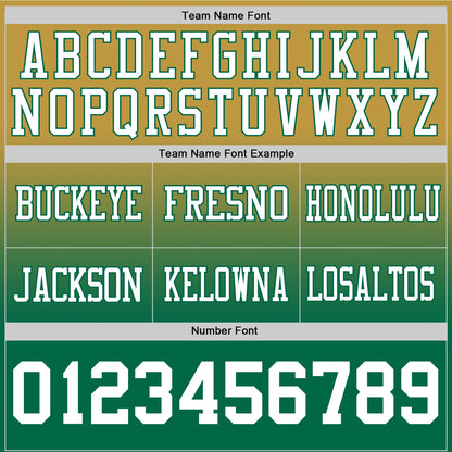 Custom Old Gold White-Kelly Green Mesh Authentic Fade Fashion Football Jersey