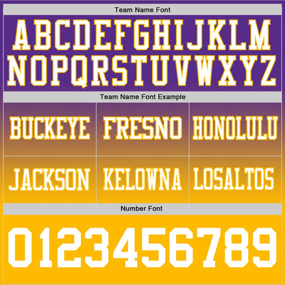 Custom Purple White-Gold Mesh Authentic Fade Fashion Football Jersey