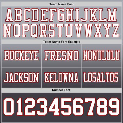 Custom Gray White Steel Gray-Red Mesh Authentic Fade Fashion Football Jersey