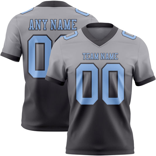 Custom Gray Light Blue-Steel Gray Mesh Authentic Fade Fashion Football Jersey