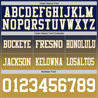 Custom Navy White-Old Gold Mesh Authentic Fade Fashion Football Jersey