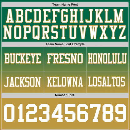 Custom Kelly Green White-Old Gold Mesh Authentic Fade Fashion Football Jersey