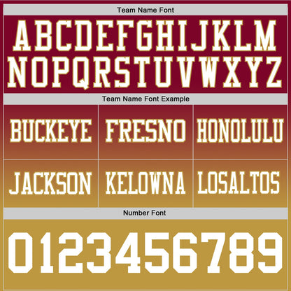 Custom Maroon White-Old Gold Mesh Authentic Fade Fashion Football Jersey