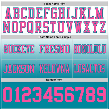 Custom White Pink-Teal Mesh Authentic Fade Fashion Football Jersey