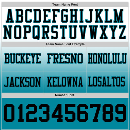 Custom White Black-Teal Mesh Authentic Fade Fashion Football Jersey