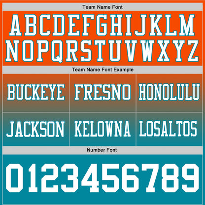 Custom Orange White-Teal Mesh Authentic Fade Fashion Football Jersey