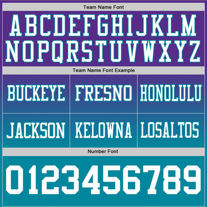 Custom Purple White-Teal Mesh Authentic Fade Fashion Football Jersey