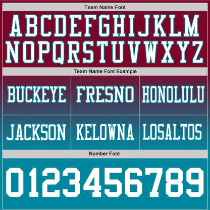 Custom Maroon White-Teal Mesh Authentic Fade Fashion Football Jersey