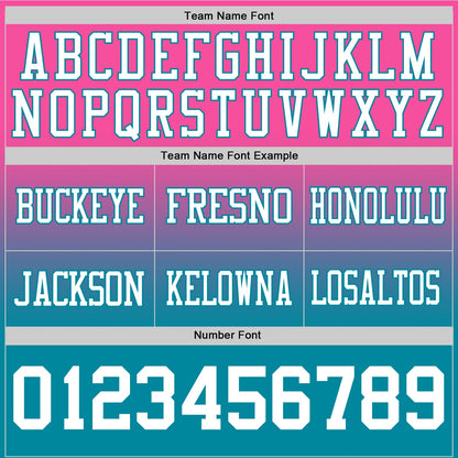 Custom Pink White-Teal Mesh Authentic Fade Fashion Football Jersey