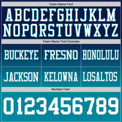 Custom Navy White-Teal Mesh Authentic Fade Fashion Football Jersey