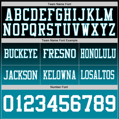 Custom Black White-Teal Mesh Authentic Fade Fashion Football Jersey