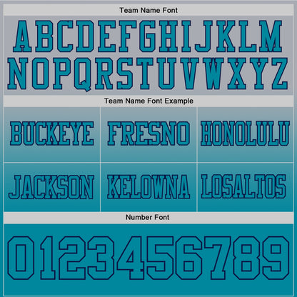 Custom Gray Teal-Navy Mesh Authentic Fade Fashion Football Jersey