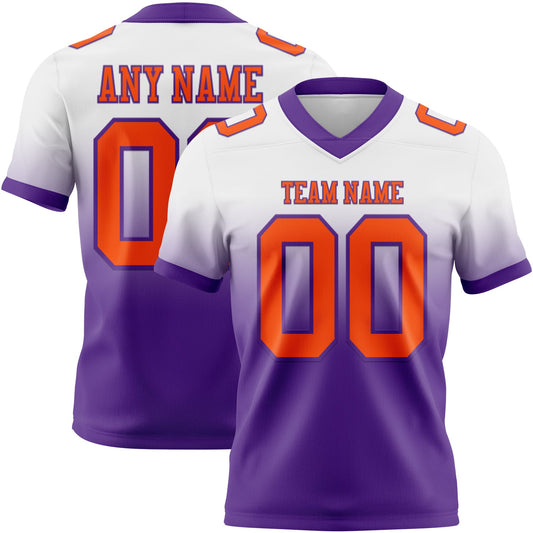Custom White Orange-Purple Mesh Authentic Fade Fashion Football Jersey