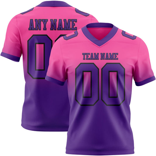 Custom Pink Purple-Black Mesh Authentic Fade Fashion Football Jersey