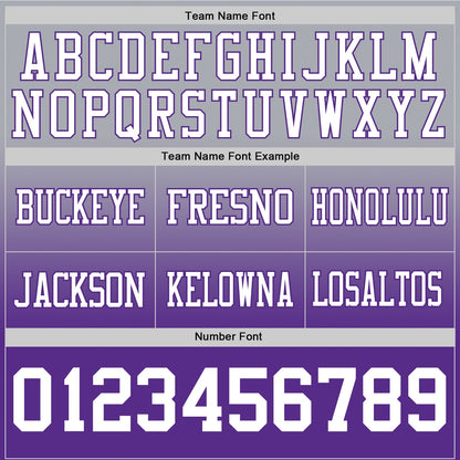 Custom Gray White-Purple Mesh Authentic Fade Fashion Football Jersey