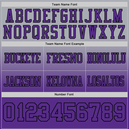 Custom Gray Purple-Black Mesh Authentic Fade Fashion Football Jersey