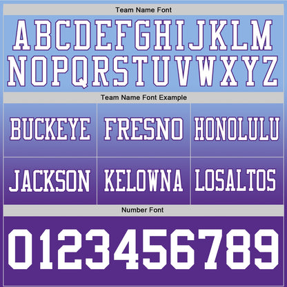 Custom Light Blue White-Purple Mesh Authentic Fade Fashion Football Jersey
