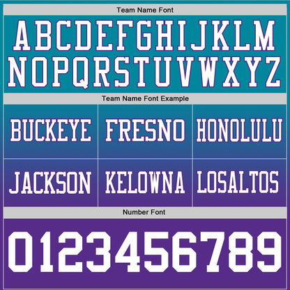 Custom Teal White-Purple Mesh Authentic Fade Fashion Football Jersey