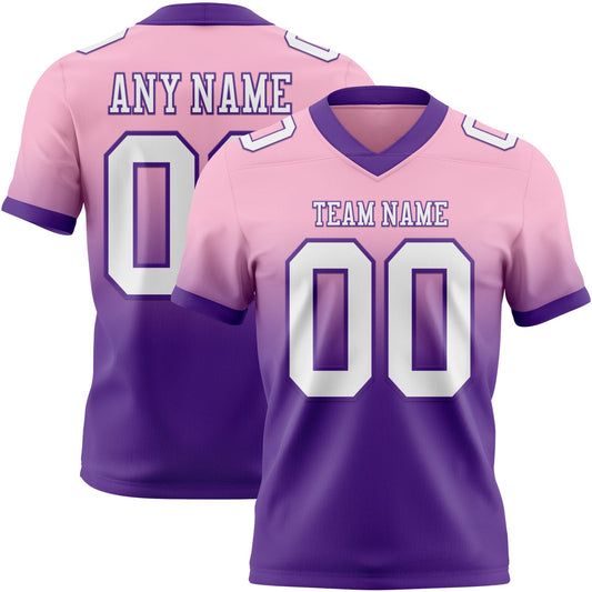 Custom Light Pink White-Purple Mesh Authentic Fade Fashion Football Jersey